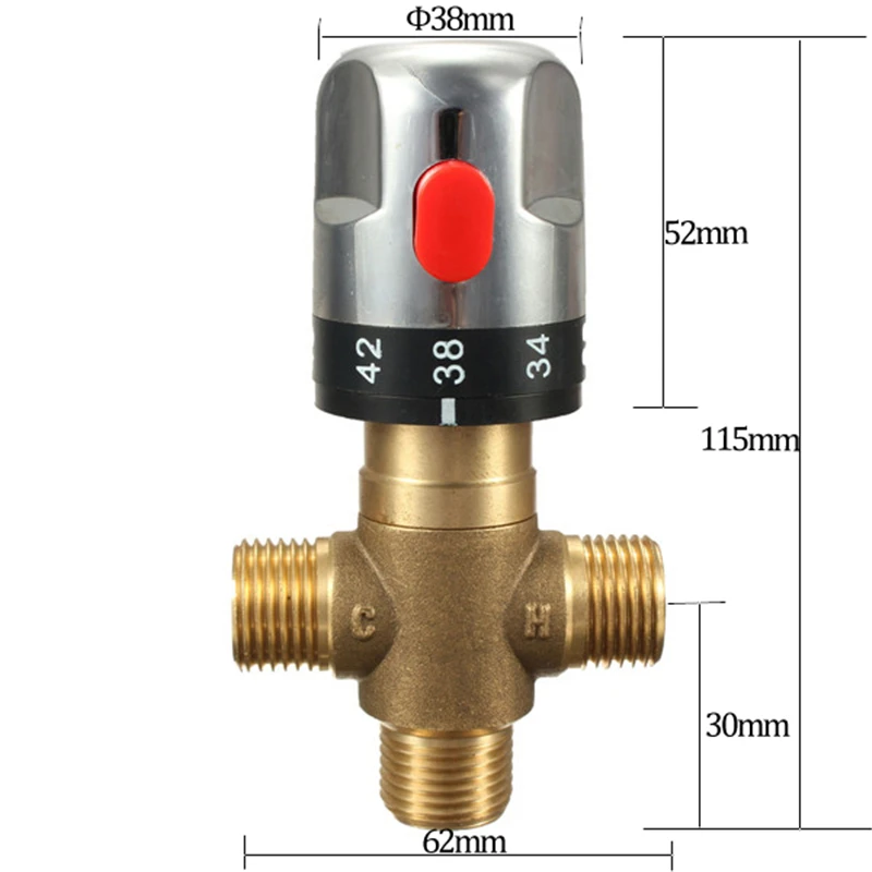 Messing-Rohr-Thermostat-Wasserhahn, Thermostat-Misch ventil, Badezimmer-Wasser temperatur kontrolle, Patronen, 1PC