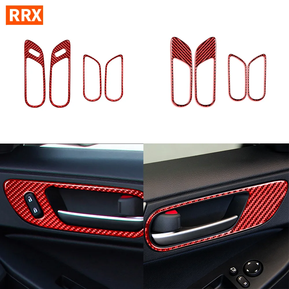 

For Mazda 3 Axela 2010-2013 Real Carbon Fiber Sticker Door Switches Handle Panel Trim Cover Car inside decorative Accessories