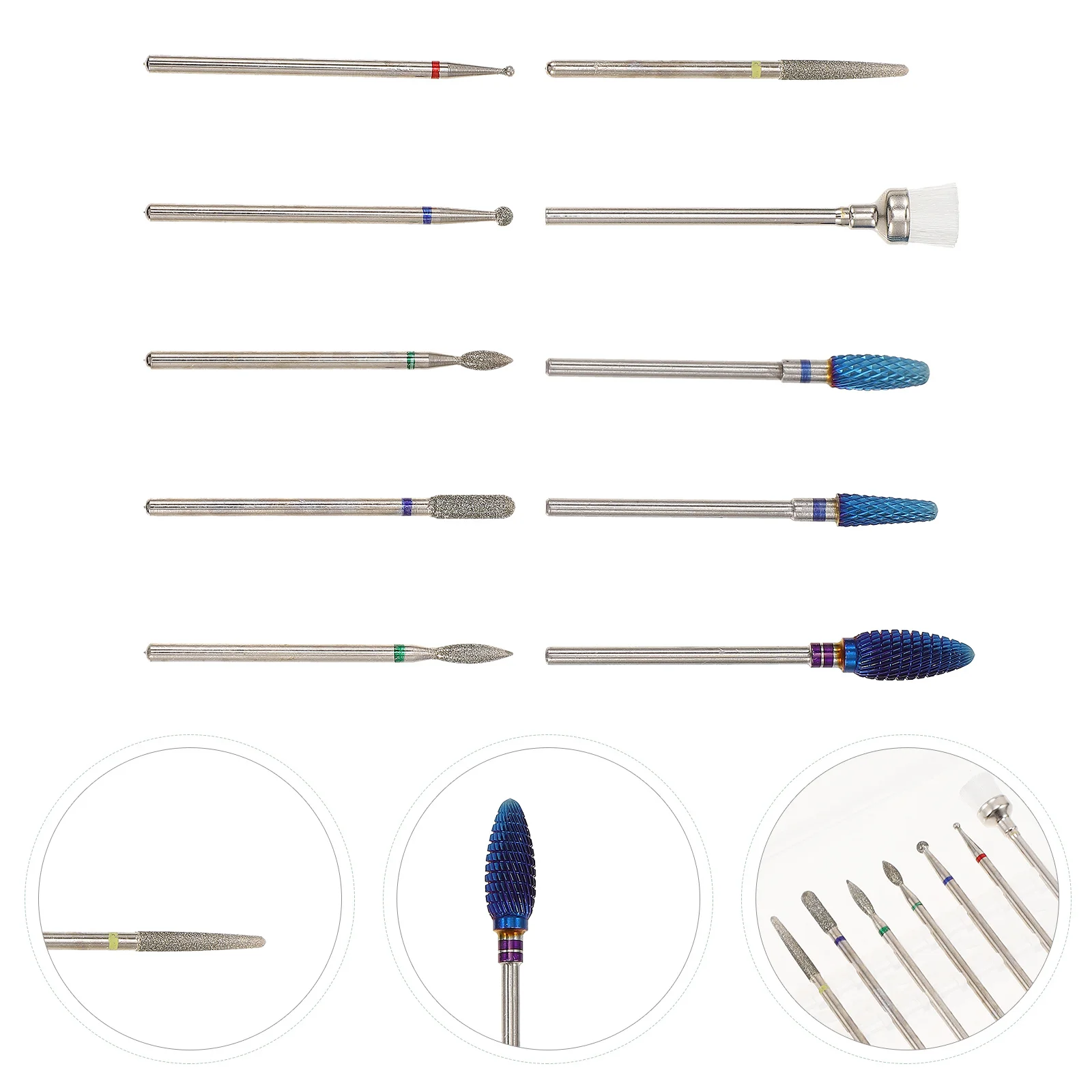 10 pezzi punte da trapano per unghie in metallo duro acciaio al tungsteno manicure cuticola pedicure teste di molatura strumento di lucidatura punte da trapano elettriche