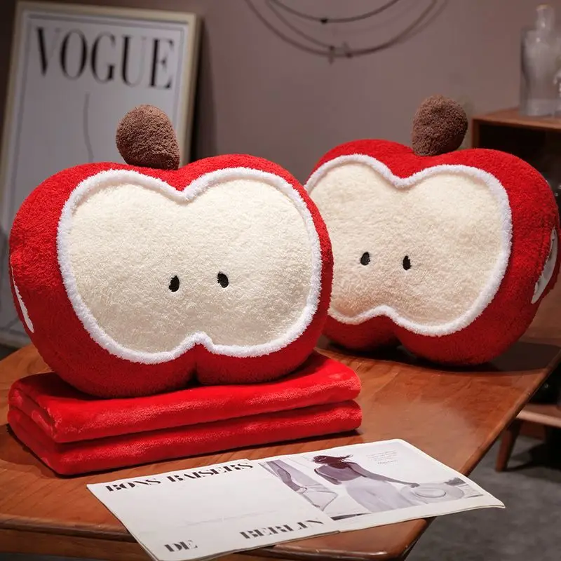 Apple Pillow Blanket 3-in-1 Office Waist Support Pillow Lying Flat Pillow for Girls Sleeping Sofa Backrest