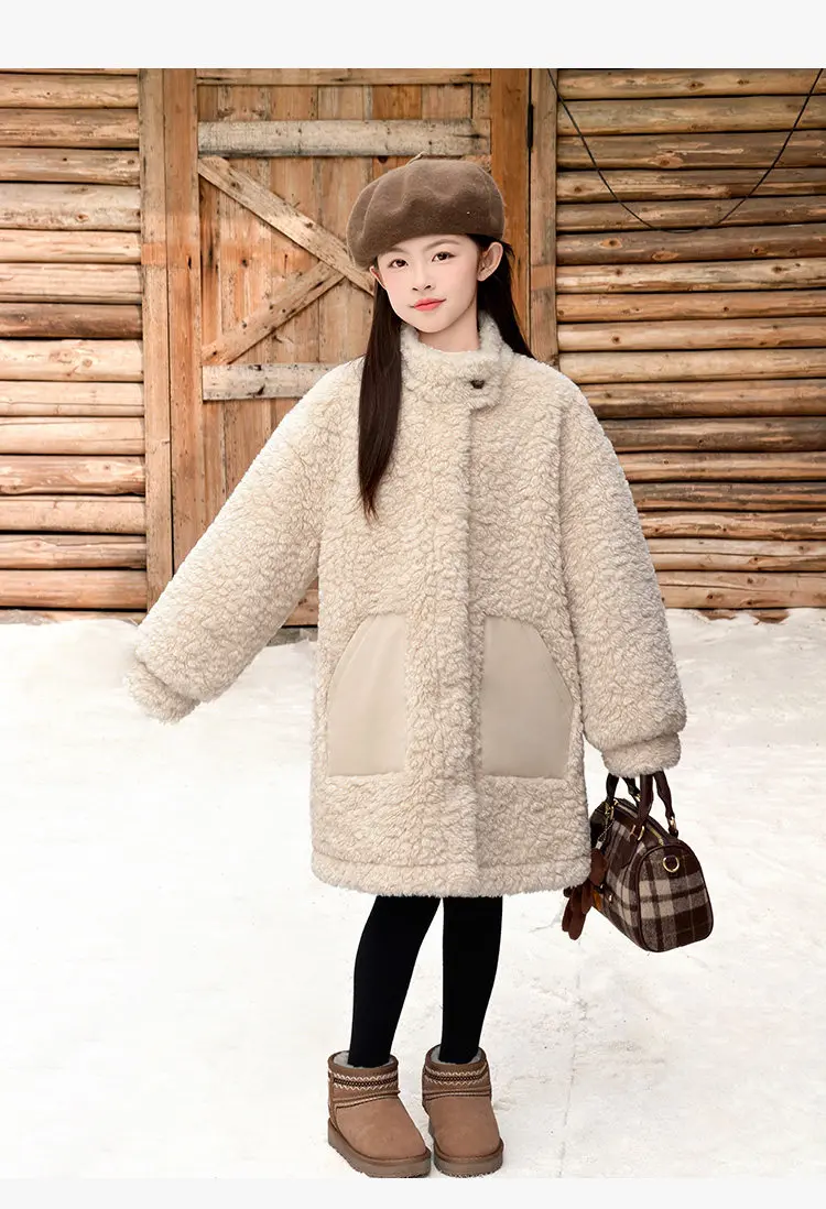 Childrens Clothing Girls Fur One Piece Jacket 2026 Autumn and Winter New Item Childrens Korean Warm Velvet Top