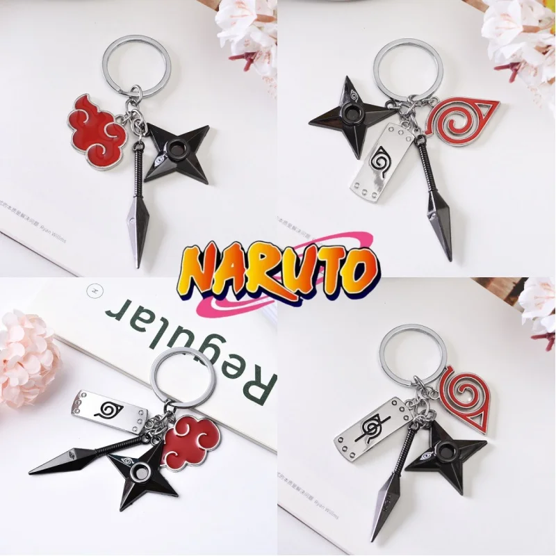 Anime Naruto Metal Keychain Uchiha Itachi Akatsuki Sharingan Cartoon Backpack Pendant Holder Chain Ring Toys for Christmas Gift