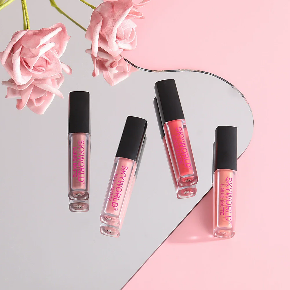 4 Stuks Lippenstift Set Matte Lipgloss Waterdichte Lip Glazuur Tint Non-stick Non-Fading Lippen Skyworld Lip make-up Cosmetische Lip Care