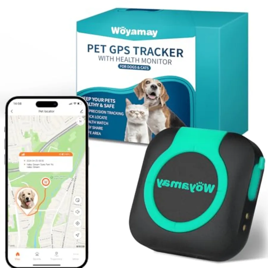 

Mini GPS Tracker for Dogs and Cats with Health Monitor and GPS Dog Fence Waterproof Pet Tracker Works with Any Collar Compatibl