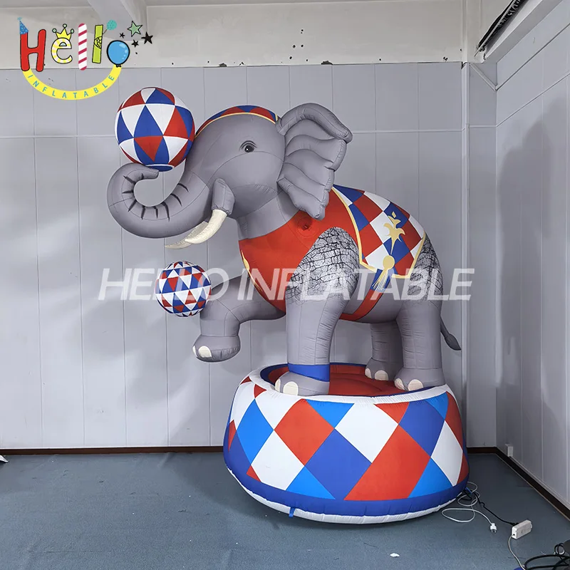 Inflatable Circus Elephant Model Balance on Ball Cartoon Animal Sculpture for Carnival Stage Performance Show Props