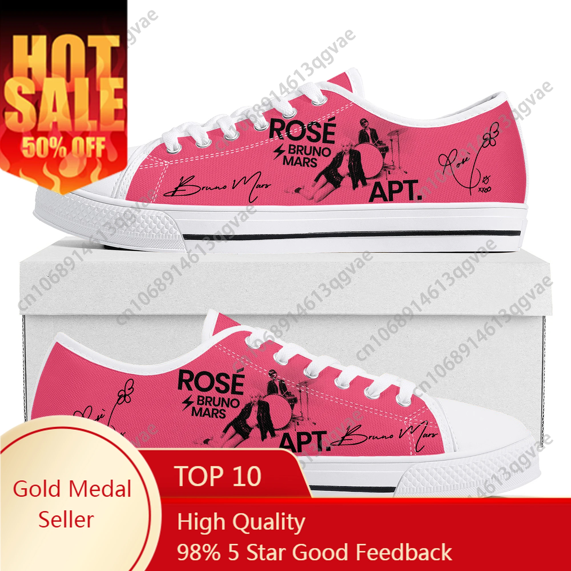 

Pink Rose APT Bruno Mars 아파트 아파트 Low Top Sneakers Womens Mens Teenager High Quality Shoes Casual Tailor-Made Canvas Sneaker Shoe