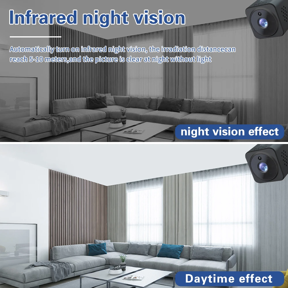 كاميرا واي فاي صغيرة 1080P HD كشف الحركة الأشعة تحت الحمراء للرؤية الليلية 10 متر اتجاهين الصوت 64 جيجابايت تخزين المغناطيسي جبل 600mAh أمن الوطن