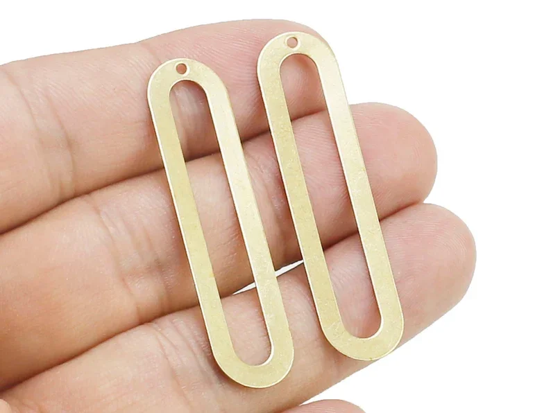 

20pcs Long Circle Earring Charms, Oval Geometric Brass Findings, 46x11.7mm, Link Connector, Jewelry Making R2424