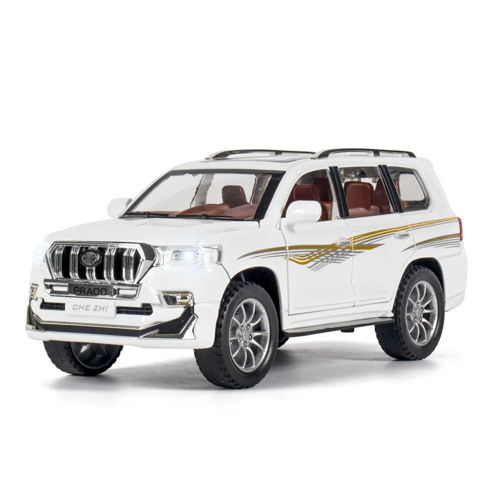 1:24 Land Cruiser Prado Sport SUV Alloy Diecast Car Model With Pull Back Sound Light Gifts Collection A174