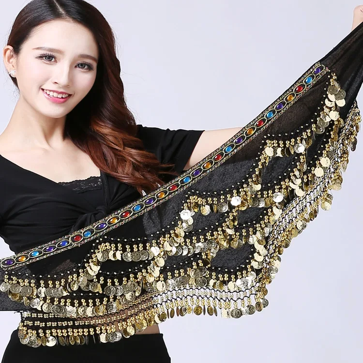 

New belly dance Waist Chain Hip Scarf Indian Dance Waist Scarf Performance Costume Beginner Belt Waist Cover Female