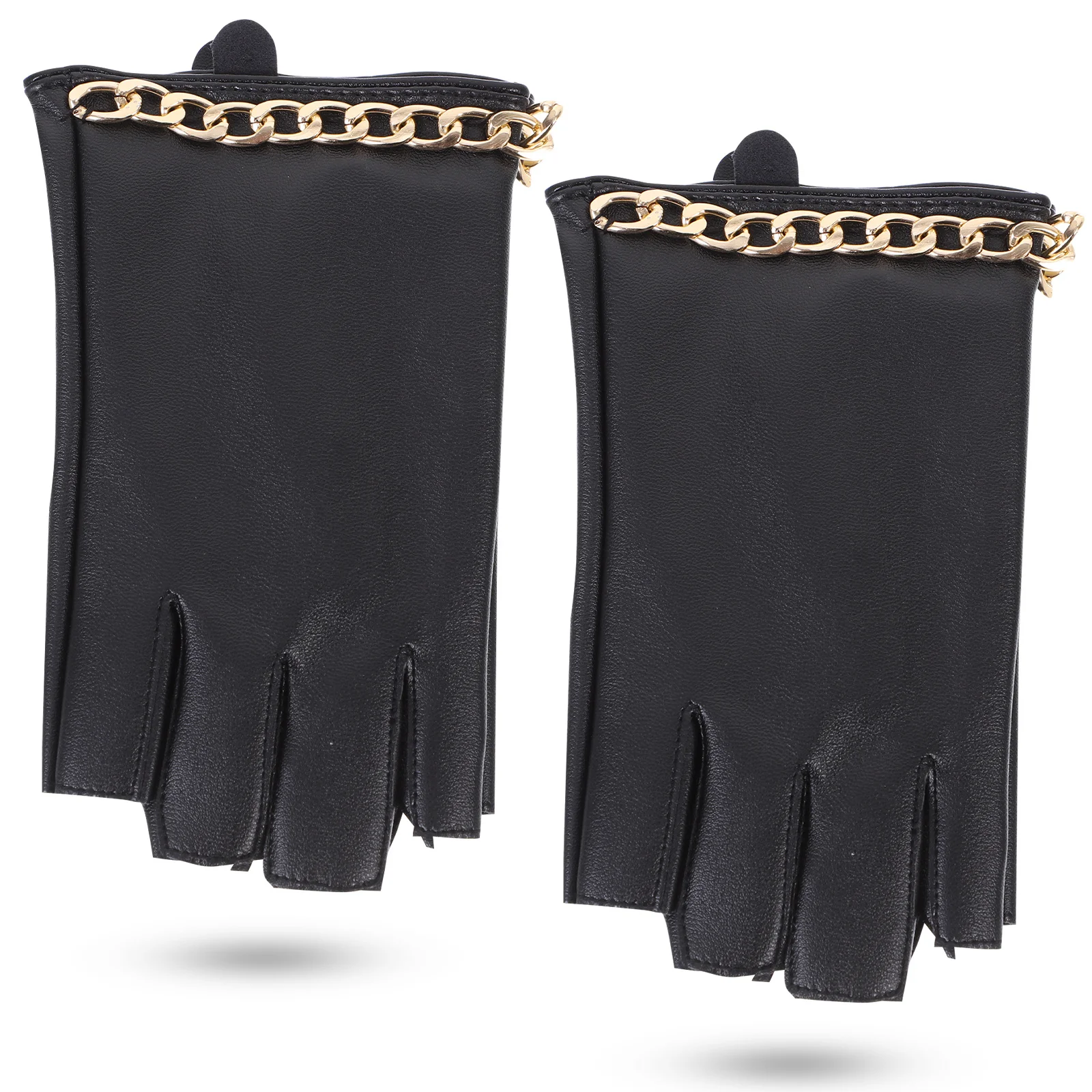 

1Pair Fingerless Black Gloves Goth Half Gloves Cool Chain Style Breathable Flexible Cosplay Costume Accessory