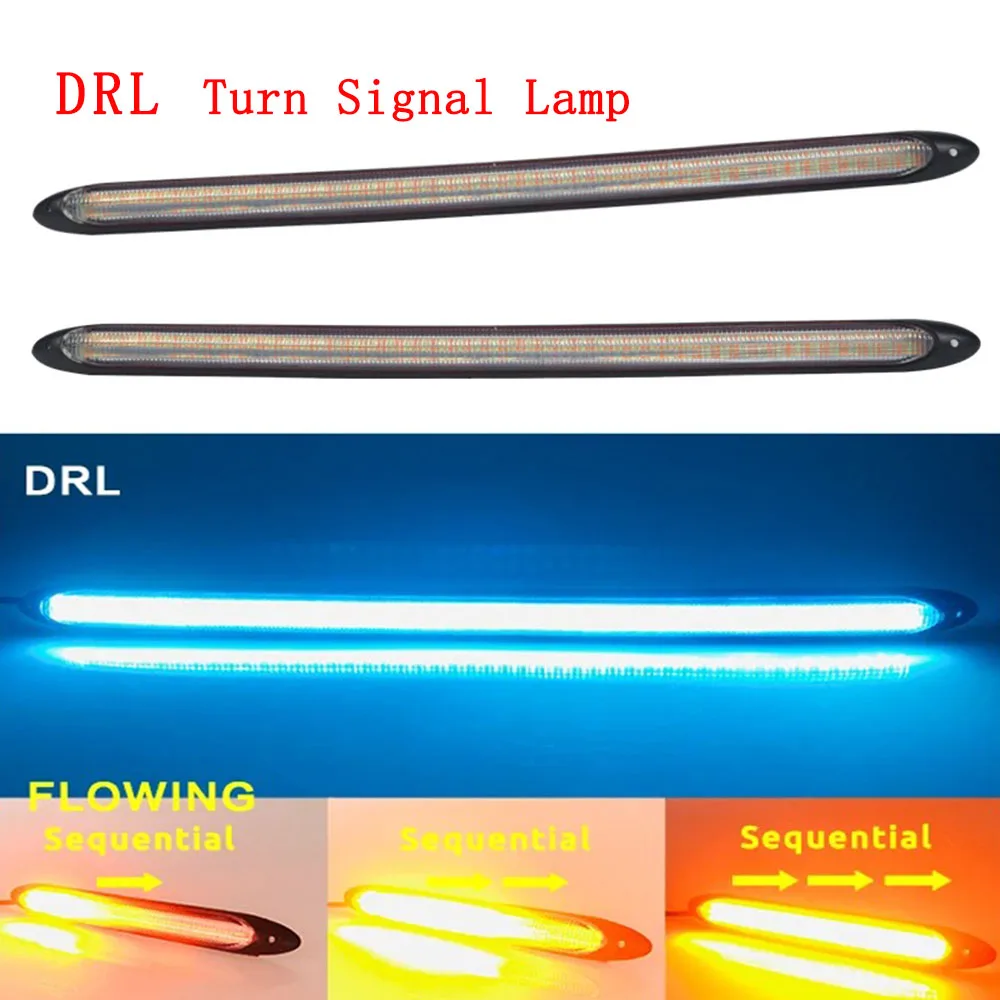 2pcs Drl LED Turn Signal Driving Light Flowing Light Bar LED Strip Light Car Running Lights Decorative Fog Lamp Car Accessories