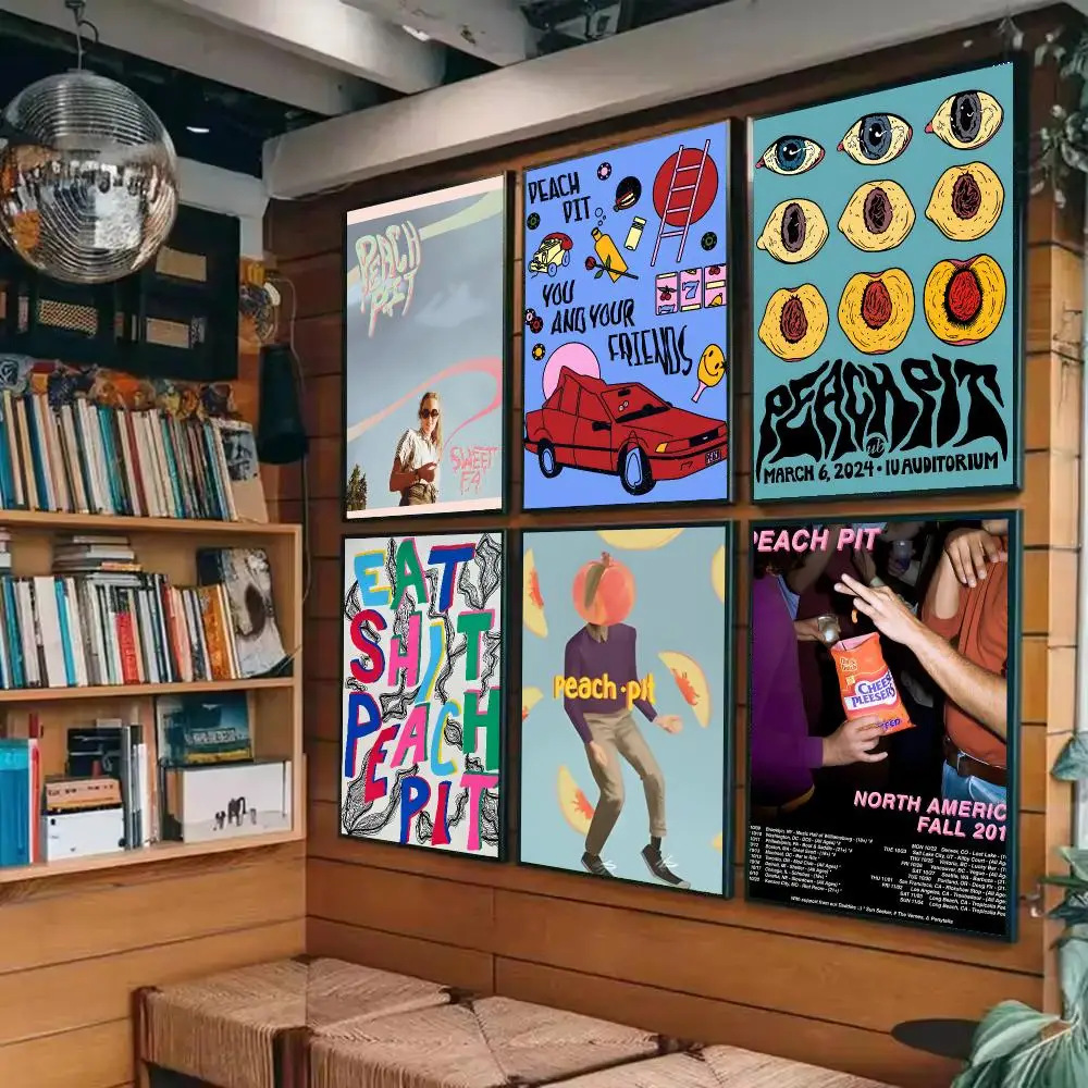 Band P-Peach Pit Poster Sticky Painting Prints Wall Art Waterproof Home Living Bed Room Bar Cafe Aesthetic Decor