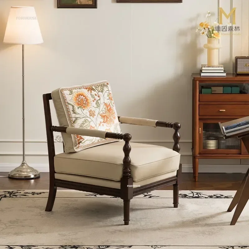 Amerikanischen Massivholz Wohnzimmer Einzigen Sofa Stühle Hause Möbel Nordic Chinesischen Sofa Sessel Stoff Leder Freizeit Stuhl