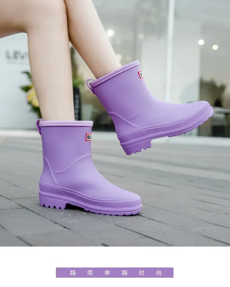 Kurze Regenstiefel für Damen, rutschfeste PVC-Wasserschuhe, wasserdichte Outdoor-Schuhe, modische Damen-Wasserstiefel – Detail 21