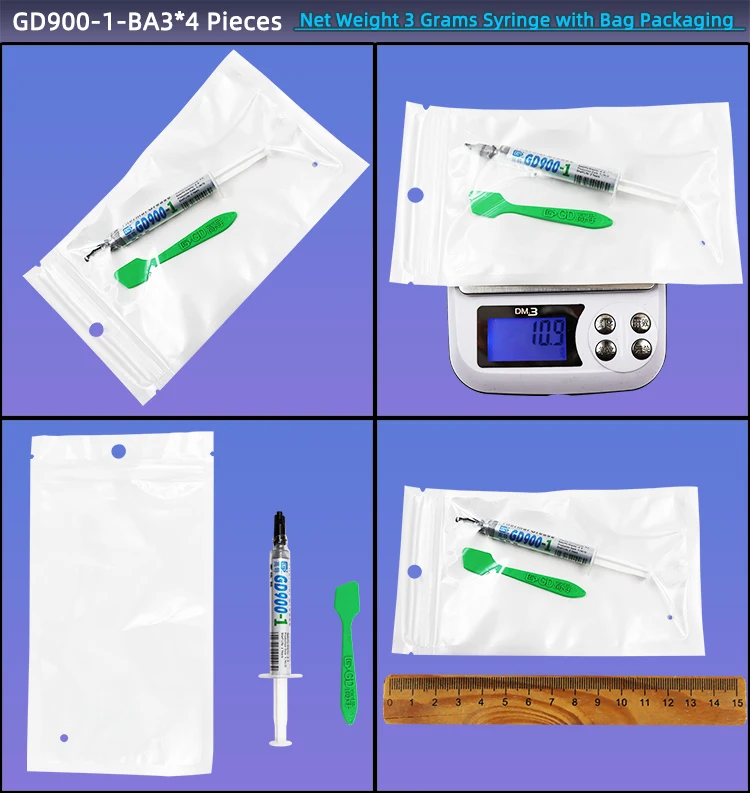 Nettogewicht 1/3/7/15/30 Gramm Grau GD900-1 Wärmeleitende Fettpaste Gips Kühlkörperverbindung für CPU GPU SSY BX CB CN ST – Detail 18