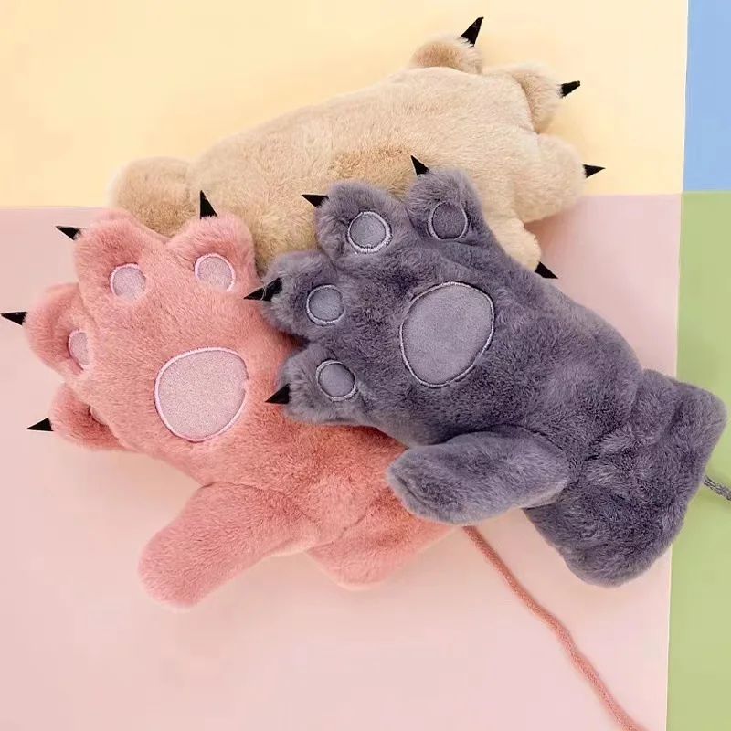 قفازات نسائية الدب النخيل باو الحيوانات أفخم مخلب قفاز الشتاء رقيق القط باو قفازات كاملة الأصابع الدفء جميل لينة فروي القفازات #5