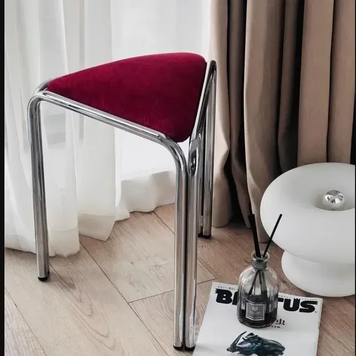 Bedroom Dressing Stool Stainless Steel Nordic Triangle Stool Stackable Minimalist Shoe Changing Stool Living Room Dining Chair