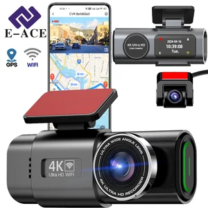 E-ACE 4K Dashcam كاميرا صغيرة مسجل GPS WIFI 24H لوقوف السيارات عدسة مزدوجة مع كاميرا الرؤية الخلفية 1080P للرؤية الليلية صندوق أسود للسيارة أفضل 10 كاميرا تجسس مرآة مبيعا - No2