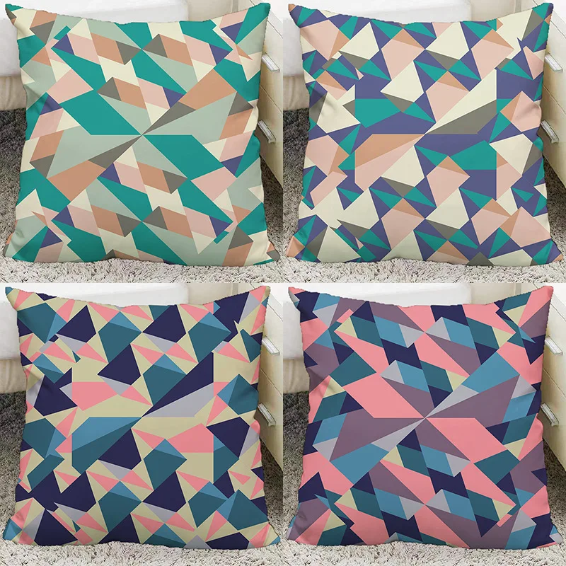 

Nordic Geometric Grid Plush Pillow Portable Sofa Bed Cushion for Car Office Dorm Bounce Back Waist Pillow for Hotels Homestays