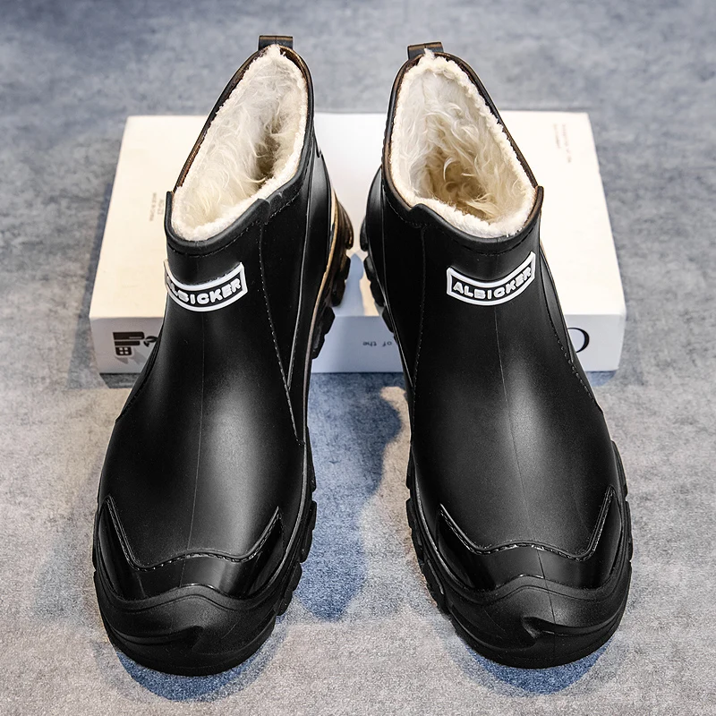 

Men's Winter Outdoor Fishing Waterproof Short Rain Boots Anti-slip Delivery Kitchen Water Shoes Fleece-lined One-piece Glue S...