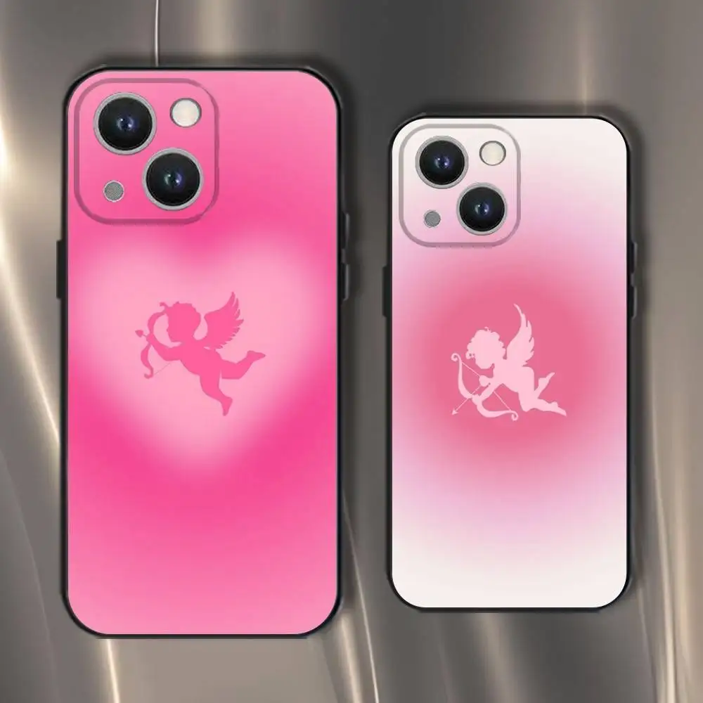 

Love Angel Cupid Phone Case For iPhone 16,15,14,13,12,11,Pro,XS,Max,XR,Plus,E,SE4,Mini Black Soft Cover