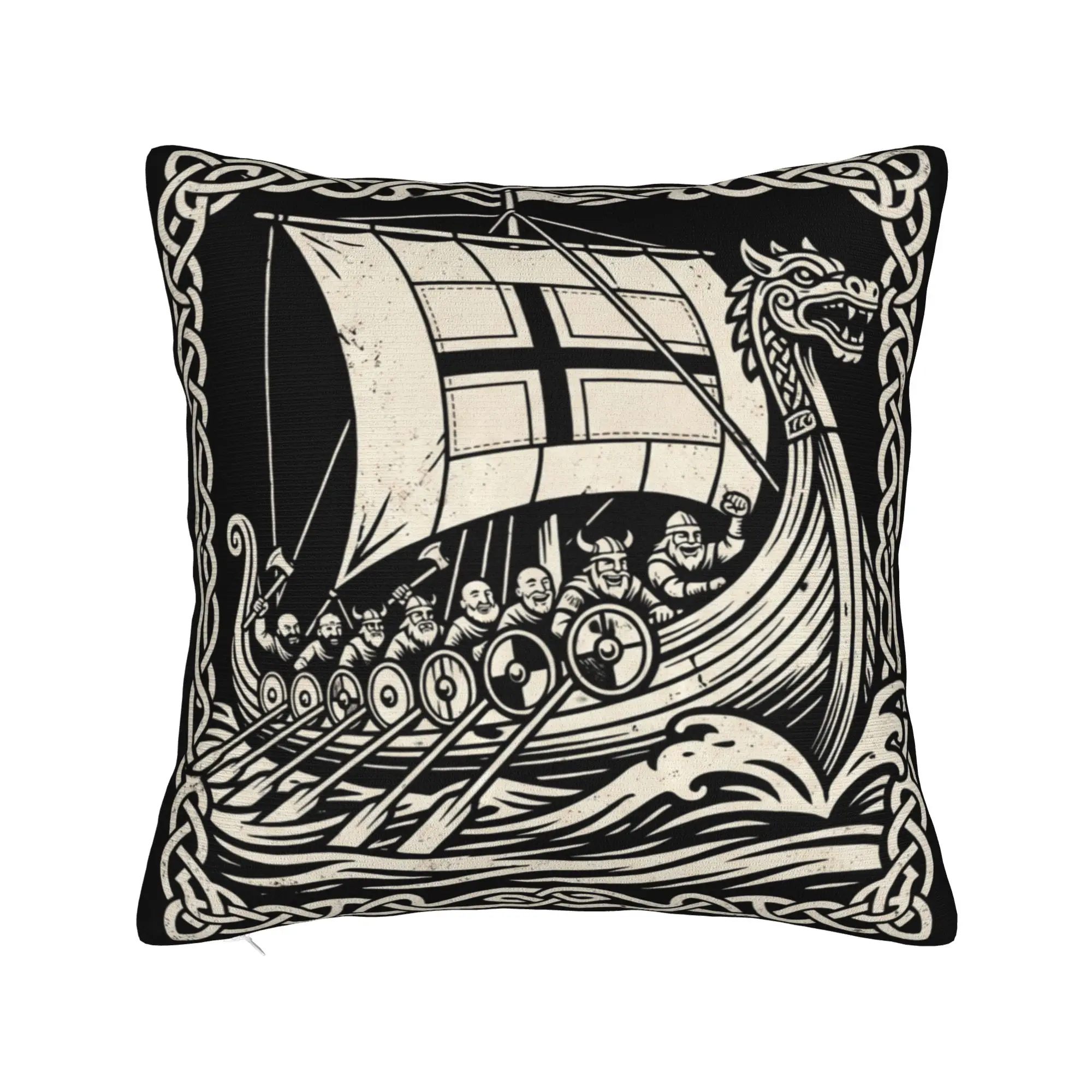 Norway Flag Vikinges Ship Happy Norwegian Sports Supporter Pillow Case Retro Pillow Cover Pillowcases For Living Room Bed Chair