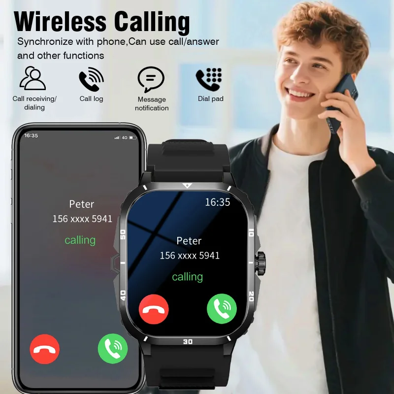 Multi-Function Smart Watch Man Bluetooth Call Smartwatch Step Counter Flashlight & Message Reminder Music Player Fitness Watches