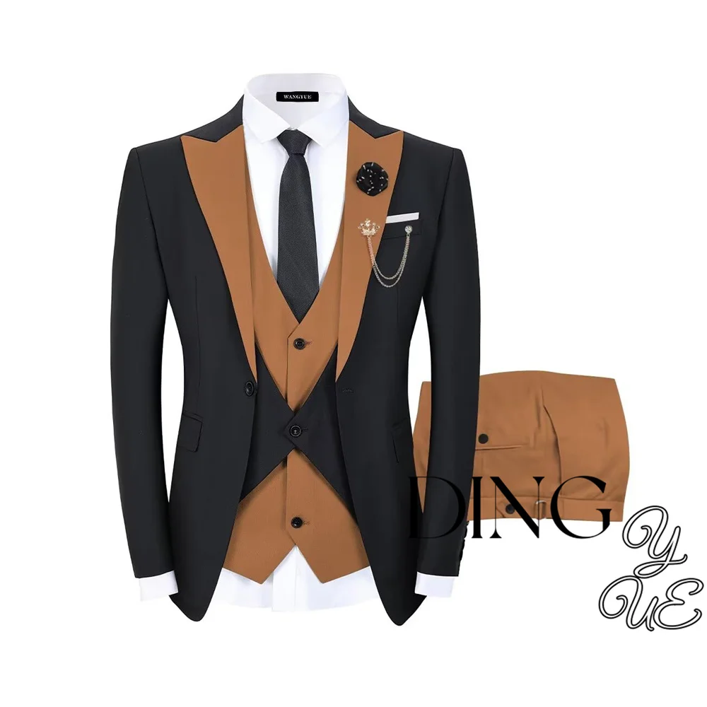 

Men's 3 Piece Suits Slim Fit Tuxedo Groomsmen Bestman Wedding Custom Business Casual Formal Prom Suits Set Blazer Vest Pants