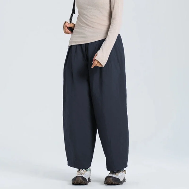 Pantalones acampanados de algodón con diseño de diamante Retro para mujer, pantalones de pierna ancha holgados informales, cálidos y rectos, prendas de vestir exteriores a la moda