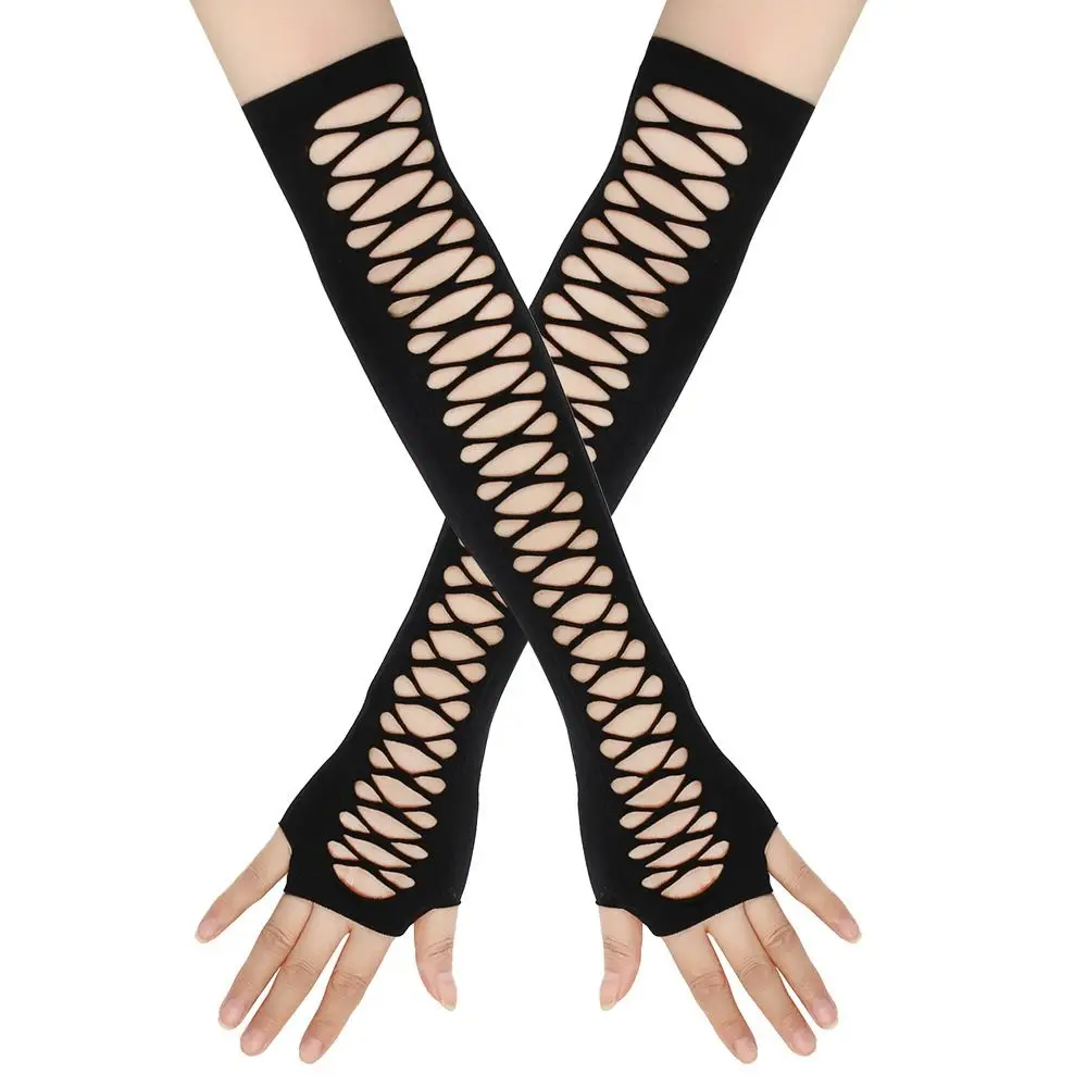 Prom Party Gloves Mesh Gloves Long Gloves Masquerade Rhineston Gloves Stage Performance Gloves Lace Mittens