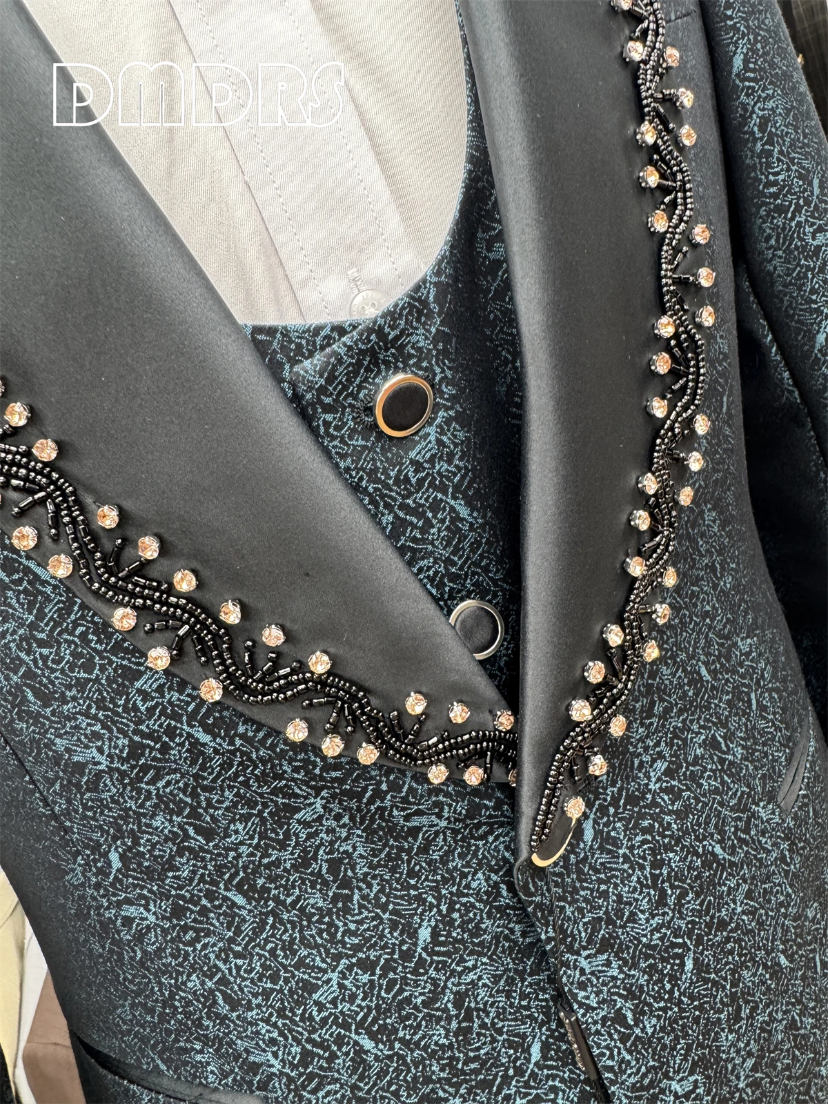 Haute Couture Men's Luxury Suit Set, High Quality Jacquard Men's 3-Piece Suit Set, One Button, Shawl Neck Blazer, Vest Trousers