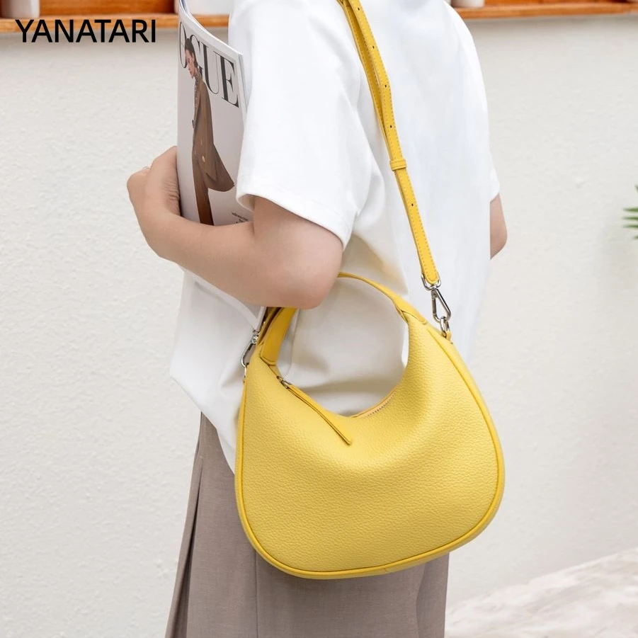YANATARI genuine leather Dumpling bag Large Capacity minimalist Crossbody bag women female luxury Fashion soft leather bag
