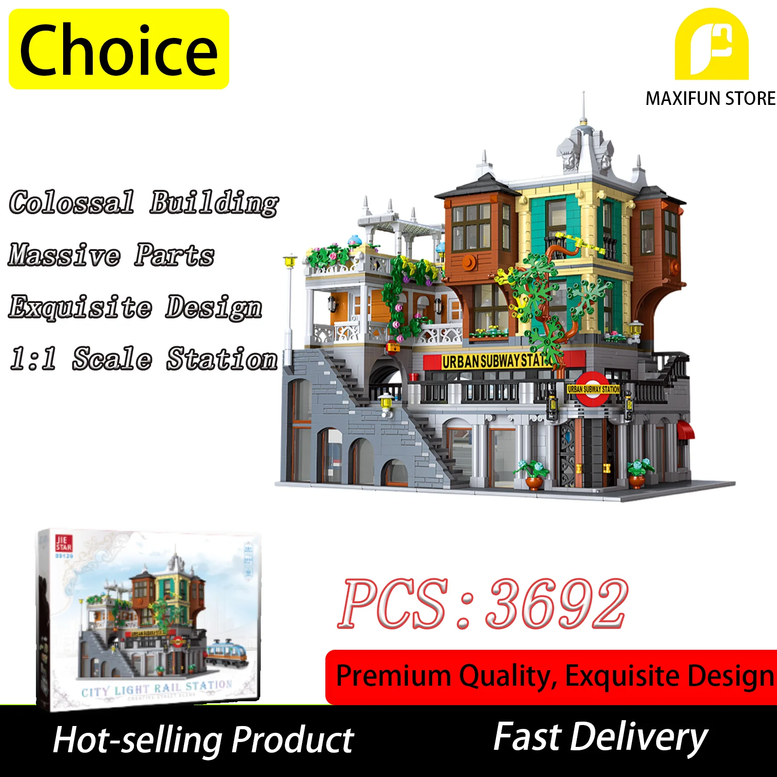 MOC 3692PCS Station Building Blocks Set Large Architecture Model Desktop Decoration Christmas Gift Toys for Kids Adults