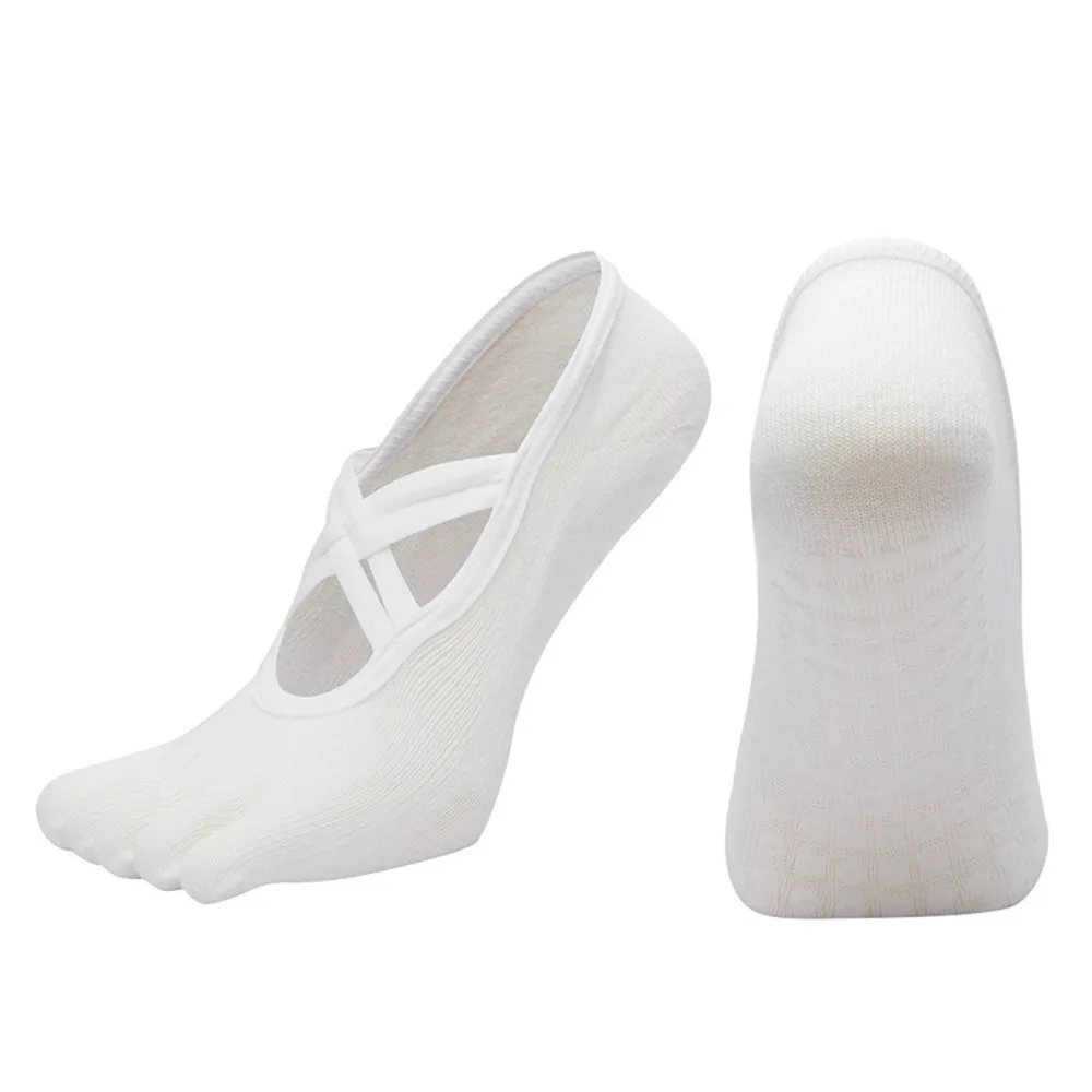 

Multicolor Anti Slip Pilates Socks Cotton Material Five Toe Design Non-Slip Yoga Sock Non-Slip Sole Bandage Style