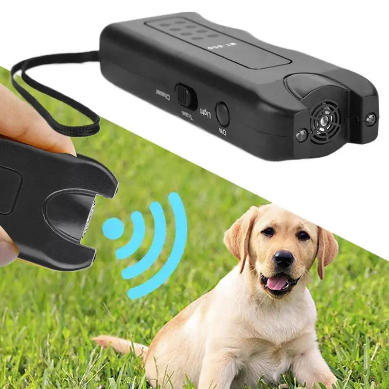 Portable Dog Repeller Anti Barking Stop Bark Training Device Multifunction Bark Control Ultrasonic Tool With LED Flashlight