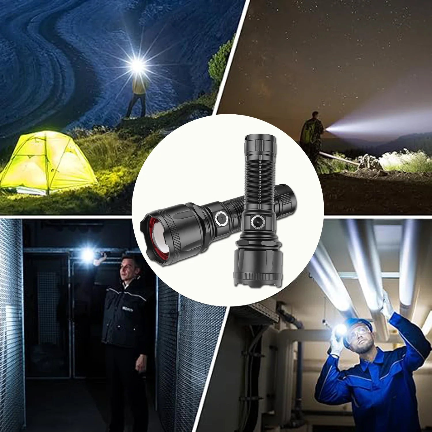 Powerfull LED Flashlight Zoom Long Shot Handlight USB Rechargeable Highlight Torch Outdoor Waterproof Camping Lantern Work Light