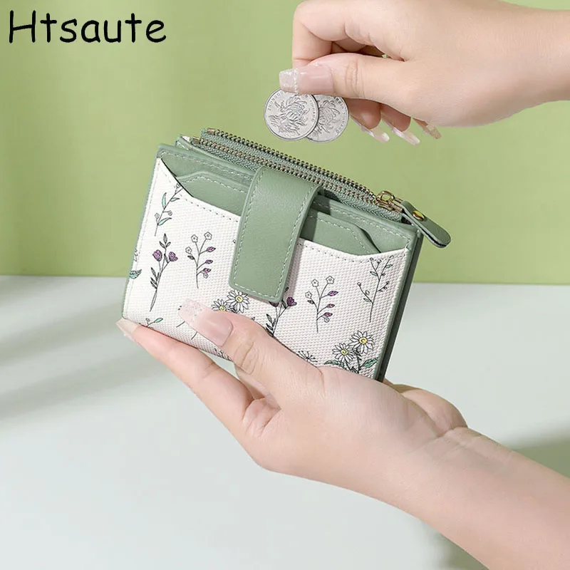 

Модная сумка с цветочным принтом для девочек, кошельки из искусственной кожи, кошелек с застежкой, женские маленькие сумки для денег, кошелек для монет, держатель для карт, клатч, дропшиппинг