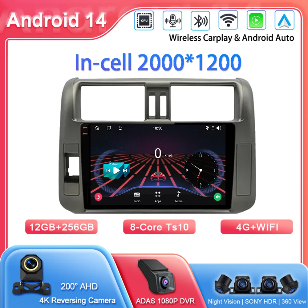 

Android For Toyota Land Cruiser Prado 150 2009-2013 Car Radio Stereo Auto Multimidia Player GPS Navigation Carplay NO 2DIN DVD