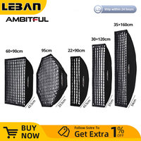 AMBITFUL 60x90cm 22x90cm 30x120cm 35x160cm 95cm Rectangular Octagonal Honeycomb Grid Softbox for Bowens Studio Flash Softbox