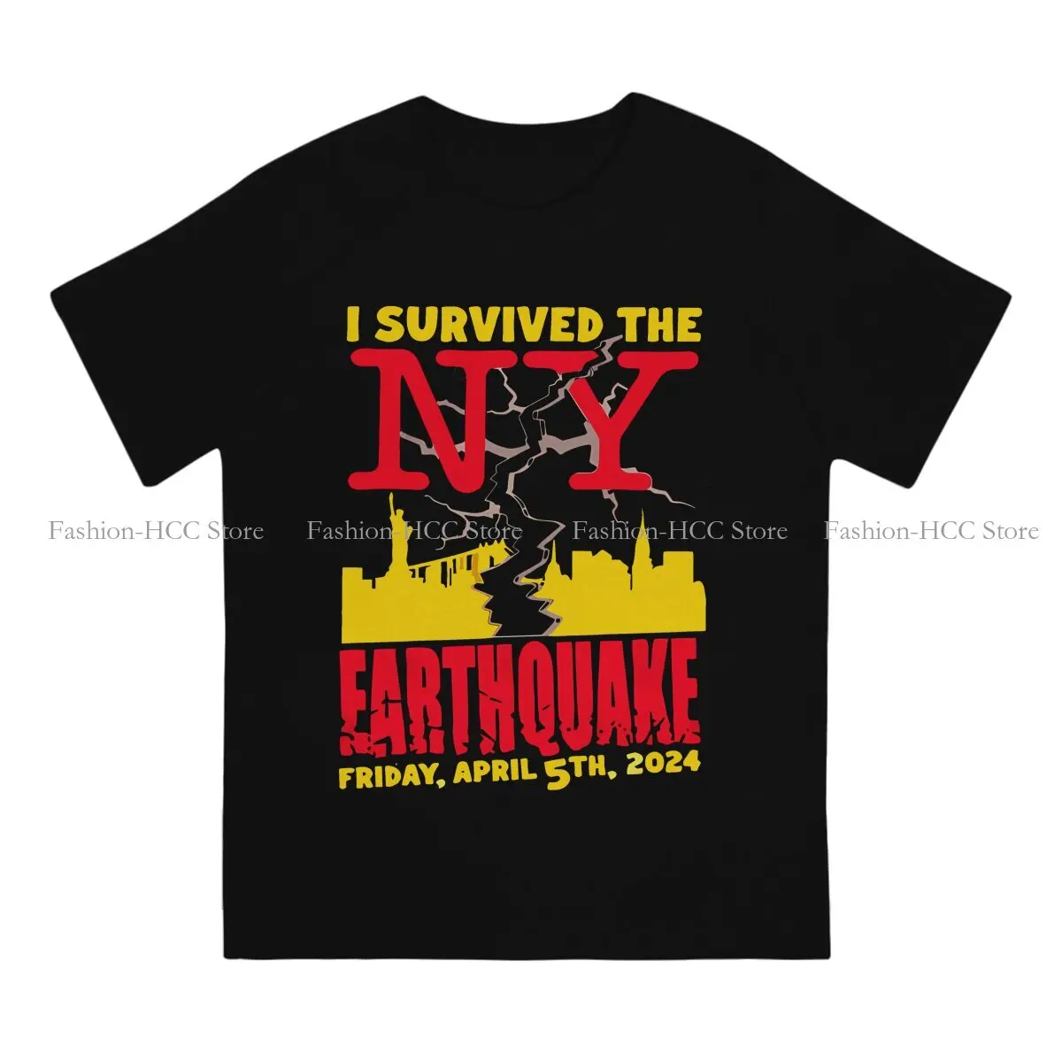 I Survived The NYC Earthquake Crewneck TShirts Cool Personalize Homme T Shirt Hipster Size S-6XL