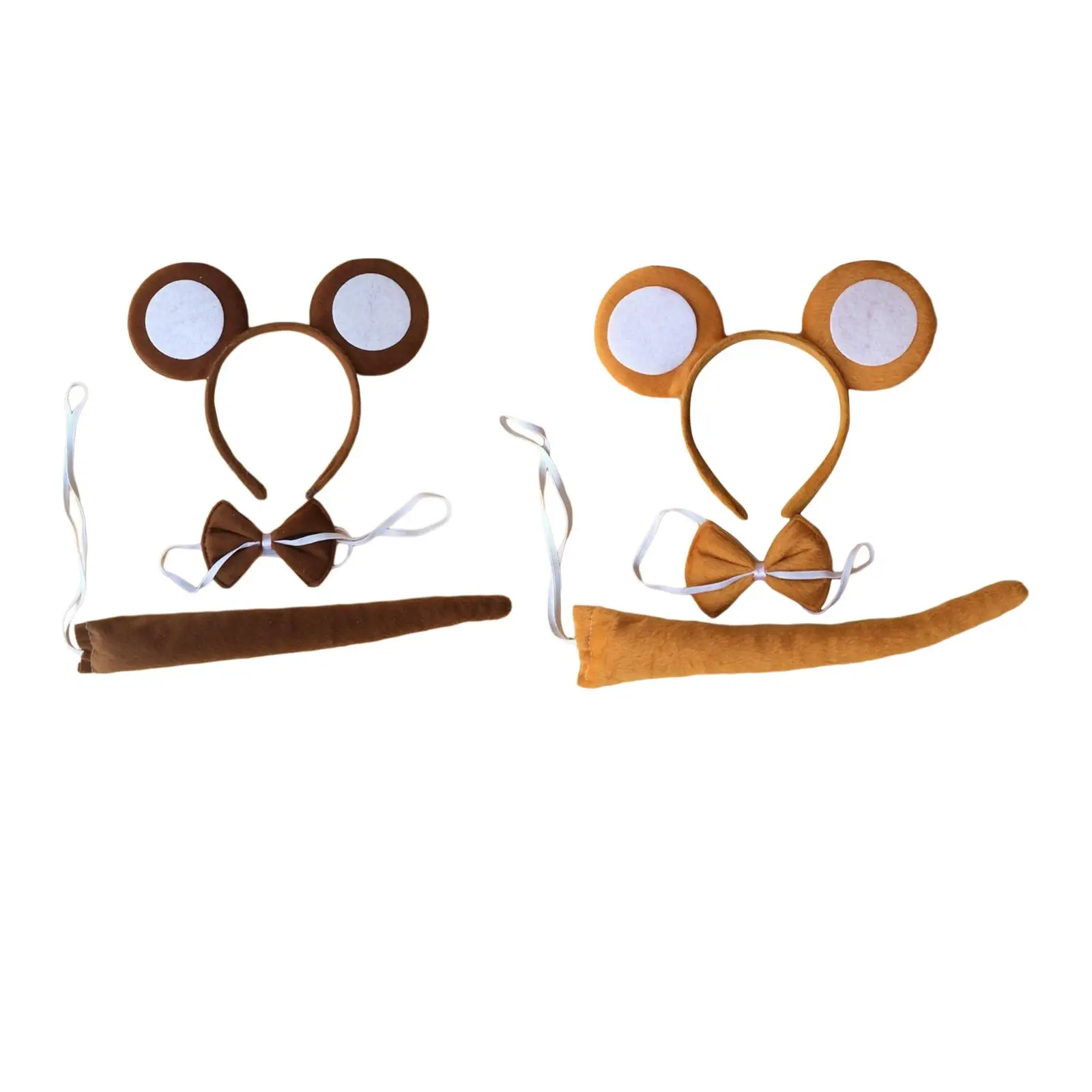 Monkey Ears, Bow Tie and Tail Set Dress up Headband Headwear Cosplay for Party Masquerade Festivals Halloween Stage Performance