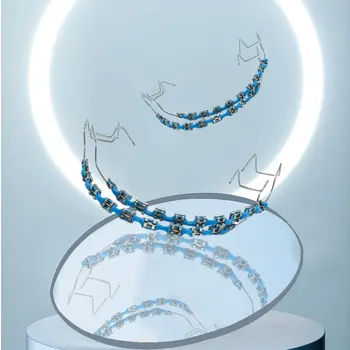 2 ks moderních rovnátek, barevných dočasných zubních dekorací, zubních falešných rovnátek s kovovými dráty a ortodontickými ligaturními úchyty 8 nejlepší prodej zubní rovnátka - №1