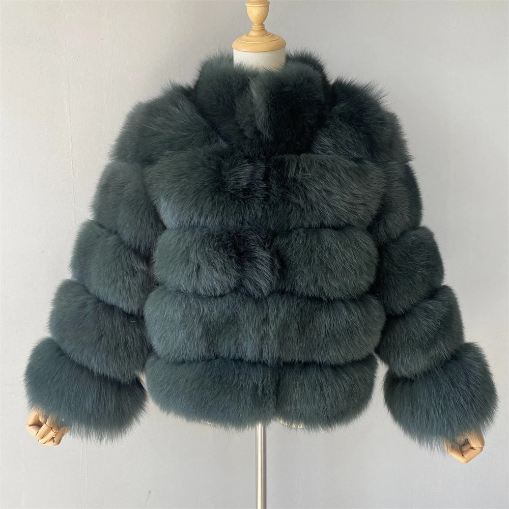 Jaxmonoy Frau Echt Fox Pelzmantel Herbst Winter Graben Warme Natürliche Pelz Jacke Damen Mode Outwear Einfarbig Luxus 2024 Neue