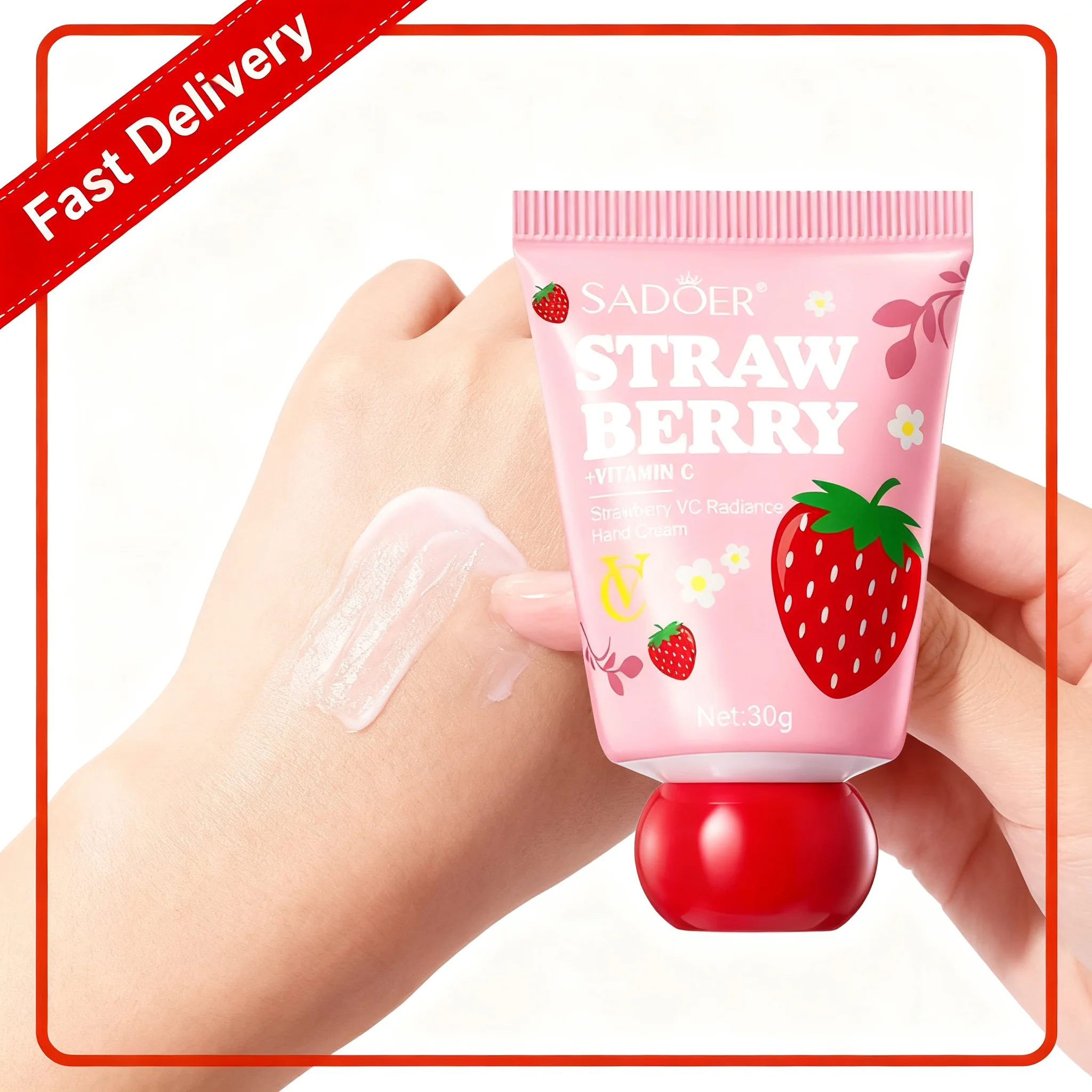 1/3/5PCS SADOER VC Strawberry Hand Cream for Hands Moisurizing Whitening Nourishing Anti-Aging Hand Skin Care