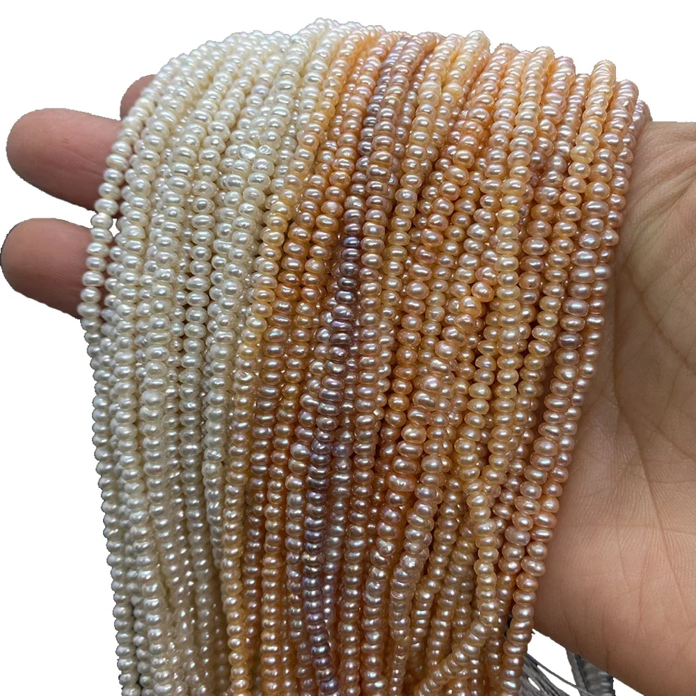 Natural Freshwater Pearl Beads A Grade 3mm Small Potato Bead Jewelry Making DIY Bracelet Necklace Earring Trendy Mini Flat