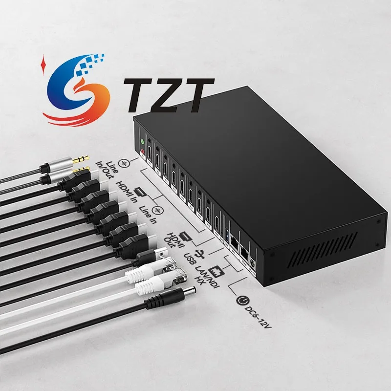 جهاز تشفير TZT ENC8 HDMI 4K وحدة فك ترميز الفيديو 1080P60 الكمون المنخفض تدعم ترميز الفيديو لـ SRT NDI H.265