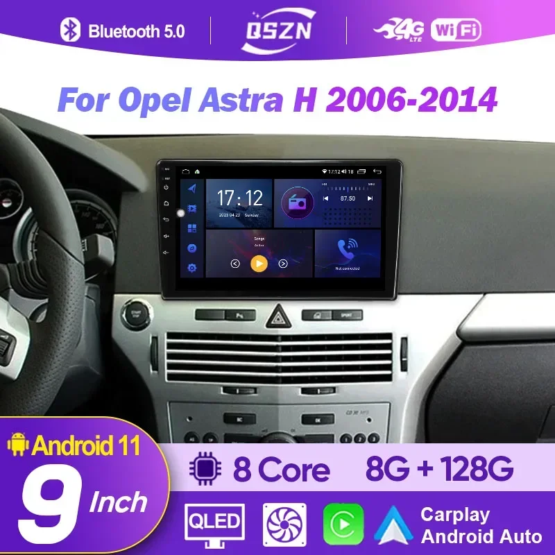 Android 12 QLED Screen Carplay 4G GPS Car Radio For Opel Astra H Zafira B 2004 -2014 Wifi Car Multimedia Video Player Navigation