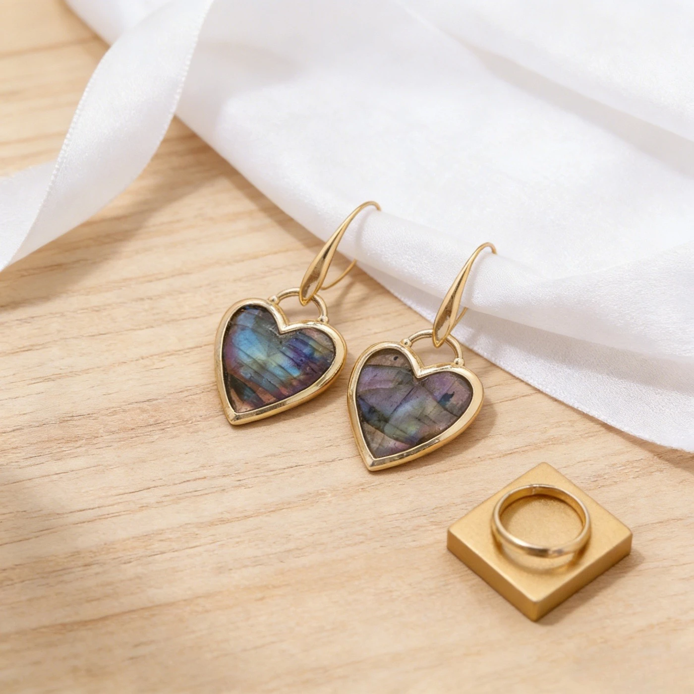 Heart Amethyst Labradorite Dangle Earrings for Women Boho Luxury Fashion Natural Stone Earrings Designer Jewelry Accessories