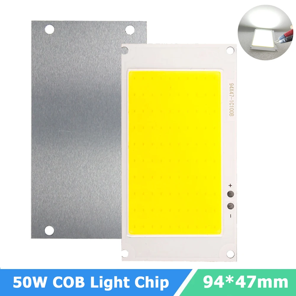 S​uper jasny 50W LED Light Chip 6500K zimny biały COB koraliki świetlne 94*47mm cienki chip lampy do światła DIY